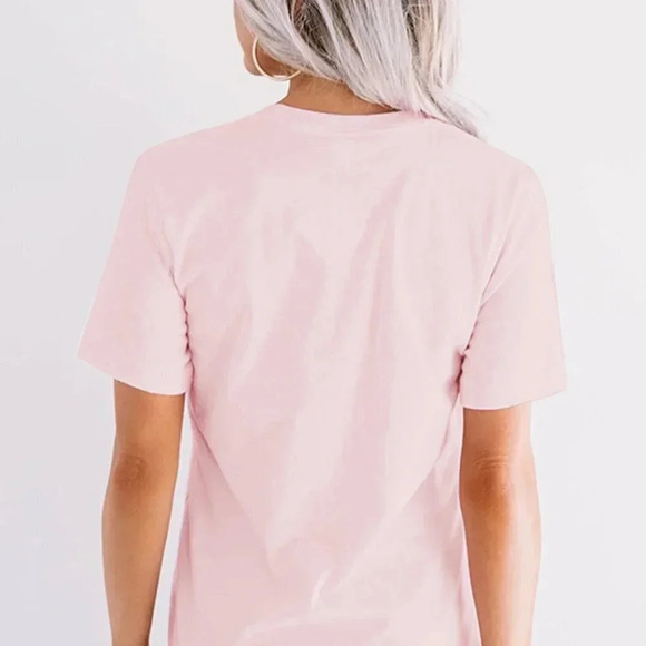 GRAPHIC NEW WOMENS PINK TEE TOP TSHIRT SHIRT SUMMER CASUAL TOPS SIZE S M L XL - Picture 3 of 4